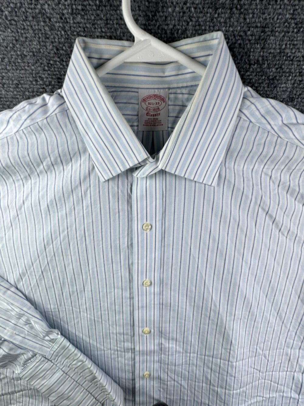 Brooks Brothers Long Sleeve Button Up Shirt Classic Fit Blue Striped 16.5 33